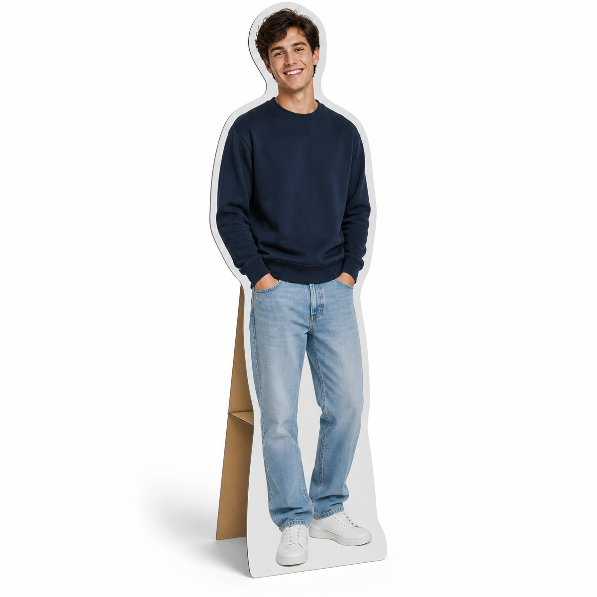 Life-size custom standee cutout on display